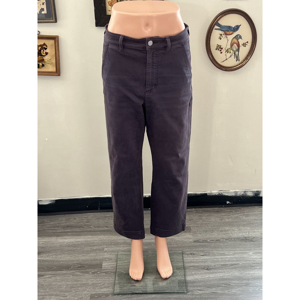 Everlane The Cropped Straight Pants Dark Purple Plum Size 6